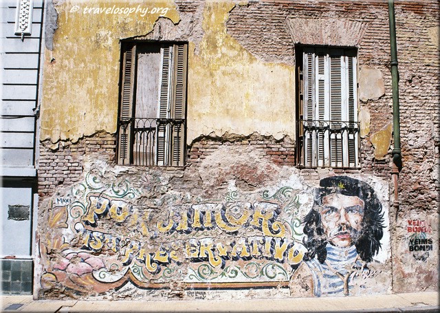 Rustic Building with Street Art in San Telmo District, Buenos Aires, March 2015. Photographed by Jean-Jacques with Pentium P30T Film SLR & Fuji Film ISO 200. Copyright © 2015 · All Rights Reserved · Gypsy Café