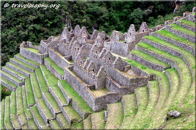 Wiñay Wayna stone buildings - In Inca times this site was the last rest and cleansing point before arrival at Machu Piccu. Elevation: 2650m